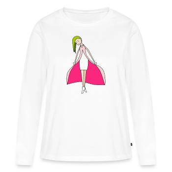 Poupée Fuchsia - T-shirt manches longues Premium bio Femme - blanc - Devant - Julia (174cm)
