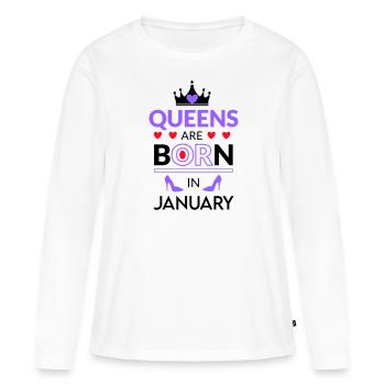 Birthday Queen born in January - Frauen Premium Bio Langarmshirt - Weiß - Vorne - Julia (174cm)