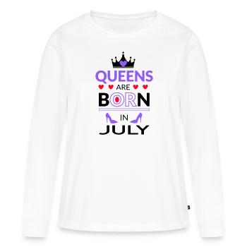 Birthday Queen born in July - Frauen Premium Bio Langarmshirt - Weiß - Vorne - Julia (174cm)