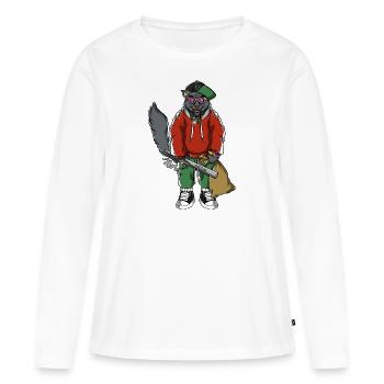Léonard, Loup - T-shirt manches longues Premium bio Femme - blanc - Devant - Julia (174cm)