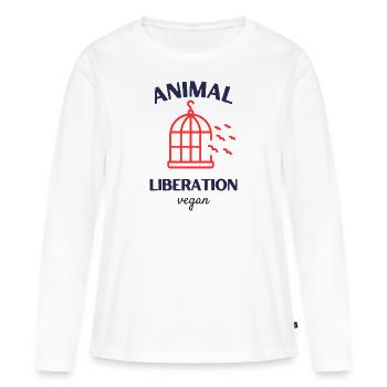Animal Liberation, végétalien - T-shirt manches longues Premium bio Femme - blanc - Devant - Julia (174cm)
