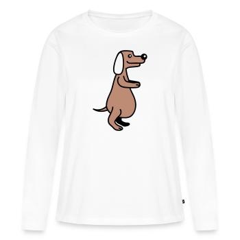 chien gros ventre en surpoids drôle dessin animé bande dessinée - T-shirt manches longues Premium bio Femme - blanc - Devant - Julia (174cm)