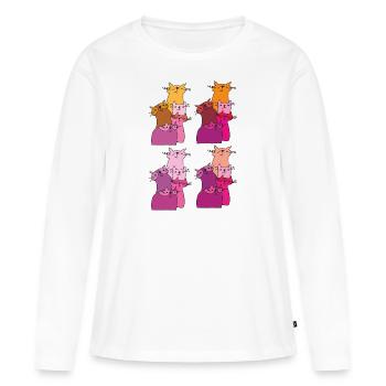 katzen treffen muster - Frauen Premium Bio Langarmshirt - Weiß - Vorne - Julia (174cm)