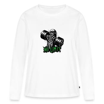Haltère de musculation No Limit Hard Workout - T-shirt manches longues Premium bio Femme - blanc - Devant - Julia (174cm)