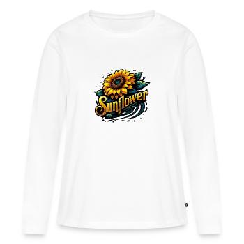 Tournesol Helianthus annuus en été - T-shirt manches longues Premium bio Femme - blanc - Devant - Julia (174cm)