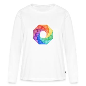 Mandala tourbillon arc-en-ciel - T-shirt manches longues Premium bio Femme - blanc - Devant - Julia (174cm)