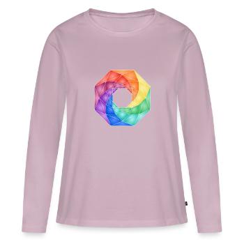Regenbogen Wirbel Mandala - Frauen Premium Bio Langarmshirt - Altrosa - Vorne - Julia (174cm)