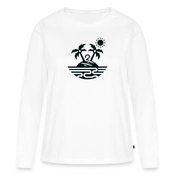 Île avec 2 palmiers - T-shirt manches longues Premium bio Femme - blanc - Devant - Julia (174cm)