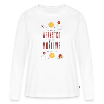 Quote from the Bible - Everything is possible with God - Women's Premium Organic Long Sleeve Shirt - white - Front - Julia (174cm)