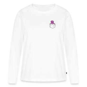Pieuvre dans la poche - T-shirt manches longues Premium bio Femme - blanc - Devant - Julia (174cm)