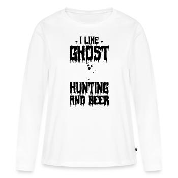 i like ghost hunting and beer happy Halloween - Women's Premium Organic Long Sleeve Shirt - white - Front - Julia (174cm)