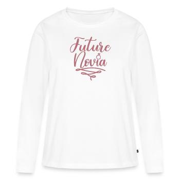 Future Novia Girlfriend Engagement Wedding Gift - Women's Premium Organic Long Sleeve Shirt - white - Front - Julia (174cm)