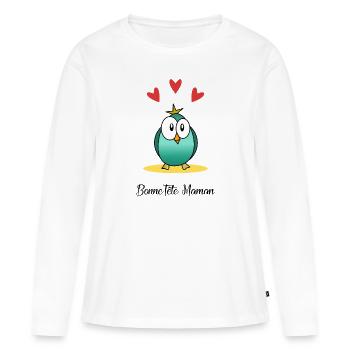 BONNE FÊTE. FÊTE DES MÈRES. FÊTE DES PÈRES. FÊTE - T-shirt manches longues Premium bio Femme - blanc - Devant - Julia (174cm)