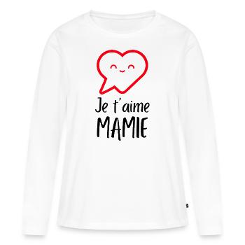Bonne fête mamie - T-shirt manches longues Premium bio Femme - blanc - Devant - Julia (174cm)
