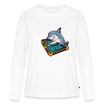 Hai der Billiard spielt Snooker Kö Pool Queue - Frauen Premium Bio Langarmshirt - Weiß - Vorne - Julia (174cm)
