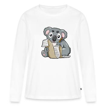 Crayon de koala auteur lettre d’amour - T-shirt manches longues Premium bio Femme - blanc - Devant - Julia (174cm)