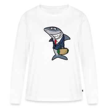 méchant hai de requin locataire hai de l’immobilier hai immobilier cadeau - T-shirt manches longues Premium bio Femme - blanc - Devant - Julia (174cm)