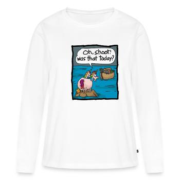 Licorne Arche de Noé Bible Histoire Communion - T-shirt manches longues Premium bio Femme - blanc - Devant - Julia (174cm)