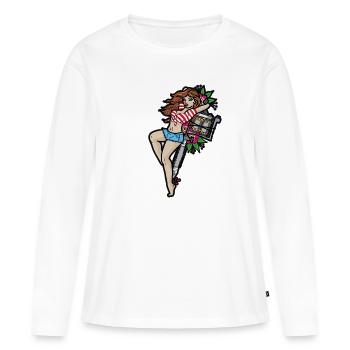 PIN UP GIRL TATTOO - T-shirt manches longues Premium bio Femme - blanc - Devant - Julia (174cm)