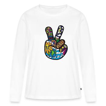 Signes de paix Peace et Paix Signes d’alliance - T-shirt manches longues Premium bio Femme - blanc - Devant - Julia (174cm)