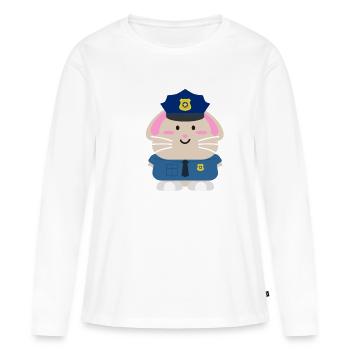 Police du lapin - T-shirt manches longues Premium bio Femme - blanc - Devant - Julia (174cm)
