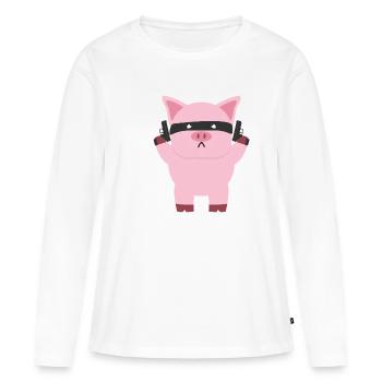 Porc - T-shirt manches longues Premium bio Femme - blanc - Devant - Julia (174cm)