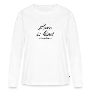 Le design chrétien L’amour est gentil 1 Corinthiens 13 - T-shirt manches longues Premium bio Femme - blanc - Devant - Julia (174cm)