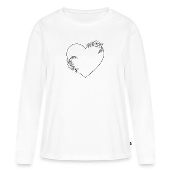 Cadre Coeur - T-shirt manches longues Premium bio Femme - blanc - Devant - Julia (174cm)