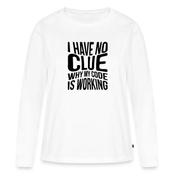 I have no clue why my code is working - Women's Premium Organic Long Sleeve Shirt - white - Front - Julia (174cm)
