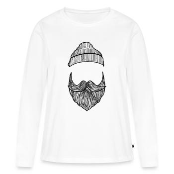 Bart mit Mütze - Frauen Premium Bio Langarmshirt - Weiß - Vorne - Julia (174cm)