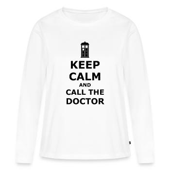 Keep calm and call the doctor - T-shirt manches longues Premium bio Femme - blanc - Devant - Julia (174cm)