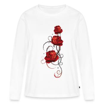 Red roses with thorns love romance - Women's Premium Organic Long Sleeve Shirt - white - Front - Julia (174cm)
