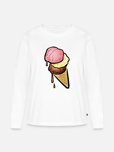Eistüte mit drei Kugeln Eis - Frauen Premium Bio Langarmshirt - Weiß
