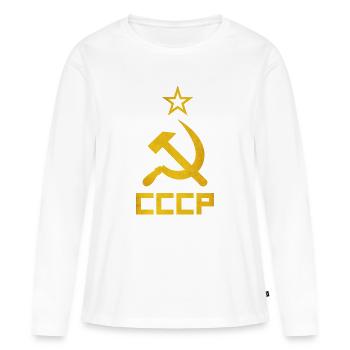 Marteau et faucille - T-shirt manches longues Premium bio Femme - blanc - Devant - Julia (174cm)