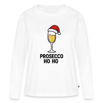 Prosecco Ho Ho – Pull de Noël au prosecco - T-shirt manches longues Premium bio Femme - blanc - Devant - Julia (174cm)