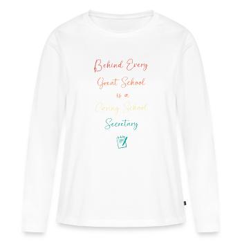 Secrétaire d’école Secrétaire d’école - T-shirt manches longues Premium bio Femme - blanc - Devant - Julia (174cm)