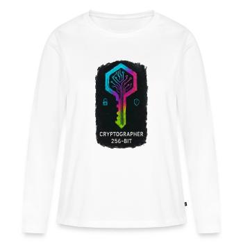 Cryptographe 256-bit Cybersécurité - T-shirt manches longues Premium bio Femme - blanc - Devant - Julia (174cm)