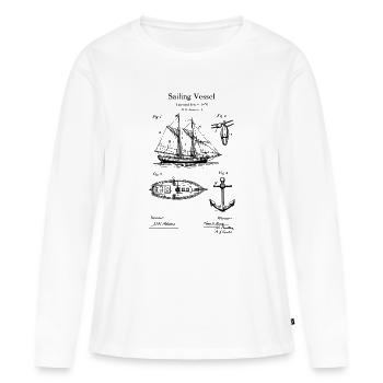 Classic Sailing Vessel Blueprint Design - Women's Premium Organic Long Sleeve Shirt - white - Front - Julia (174cm)
