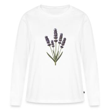 Lavendel-Botanische Gravur - Frauen Premium Bio Langarmshirt - Weiß - Vorne - Julia (174cm)
