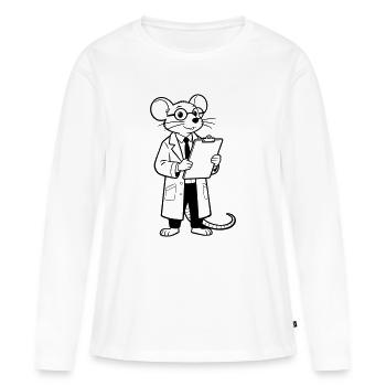 Souris scientifique - T-shirt manches longues Premium bio Femme - blanc - Devant - Julia (174cm)
