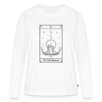 Burnout doux | Carte de tarot - T-shirt manches longues Premium bio Femme - blanc - Devant - Julia (174cm)