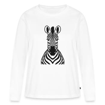 Zebra frontal - Zebrakopf - Frauen Premium Bio Langarmshirt - Weiß - Vorne - Julia (174cm)