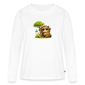 Sweet shaggy cattle beef on flower meadow - Women's Premium Organic Long Sleeve Shirt - white - Front - Julia (174cm)