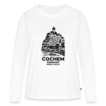 Silhouette du Cochem Moselle du Rhin - T-shirt manches longues Premium bio Femme - blanc - Devant - Julia (174cm)
