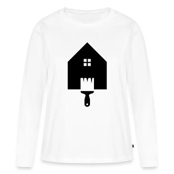 Logo du pinceau de la maison du peintre - T-shirt manches longues Premium bio Femme - blanc - Devant - Julia (174cm)