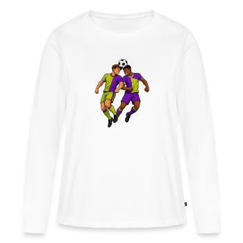 Joueur de Football Header Duel Comic - T-shirt manches longues Premium bio Femme - blanc - Devant - Julia (174cm)