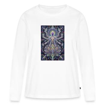 Erleuchtete Mandala-Aura - Frauen Premium Bio Langarmshirt - Weiß - Vorne - Julia (174cm)