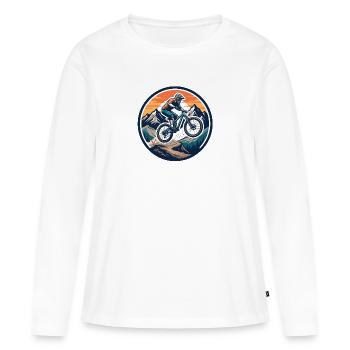 Action VTT d’aventure en montagne - T-shirt manches longues Premium bio Femme - blanc - Devant - Julia (174cm)