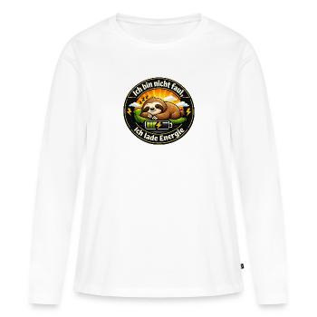 Ich lade Energie Faultier - Frauen Premium Bio Langarmshirt - Weiß - Vorne - Julia (174cm)