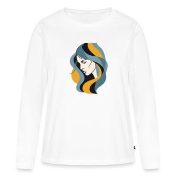 Abstract Woman Profile  Modern Minimalist Line Art - Women's Premium Organic Long Sleeve Shirt - white - Front - Julia (174cm)